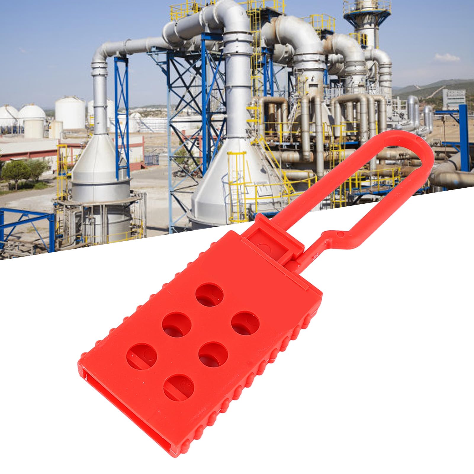 Natudeco 6 Holes Safety Lockout Safety Buckle Lock Insulated Safety Hasp Lock for Industrial Machinery Tools Equipment Maintenance