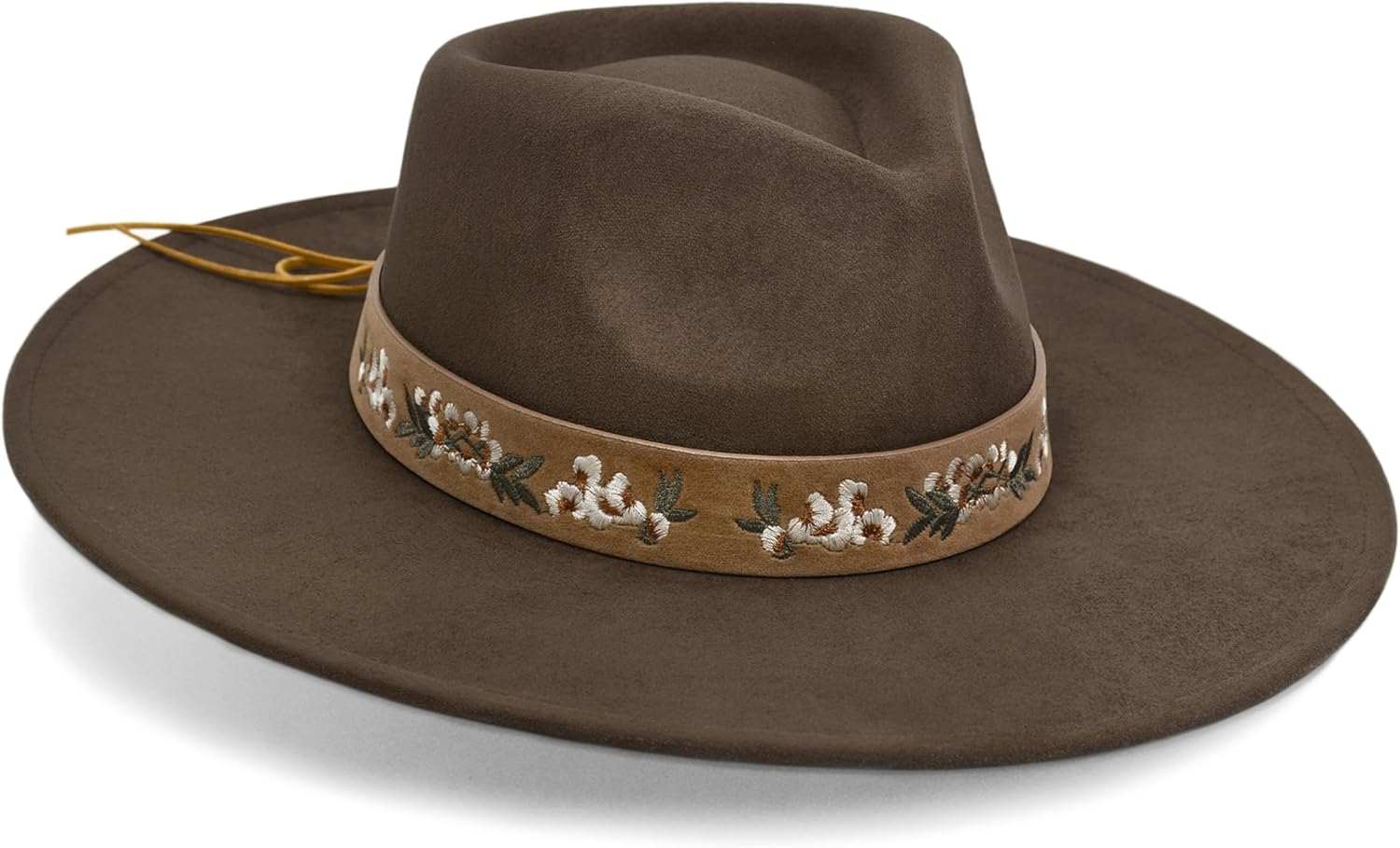 FLUFFY SENSE. Big Wide Brim Boho Western Hat for Women and Men - Felt Rancher Fedora Hat with 4 inches Flat Brim - Image 2