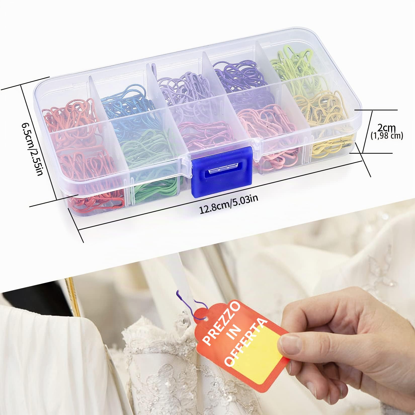 300 Pz Spille di Sicurezza, Spille da Balia in 10 Colori, Spille da Calabash, Spille Pin Segnapunti per Fai da Te Abbigliamento Crafting Contrassegno Punto di Lavoro a Maglia