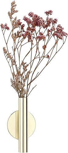 Miniatura 6 de JUXYES Paquete de 2 floreros de pared de metal con calcomanías, moderno soporte para flores secas, decoración de pared para porche, oficina en casa