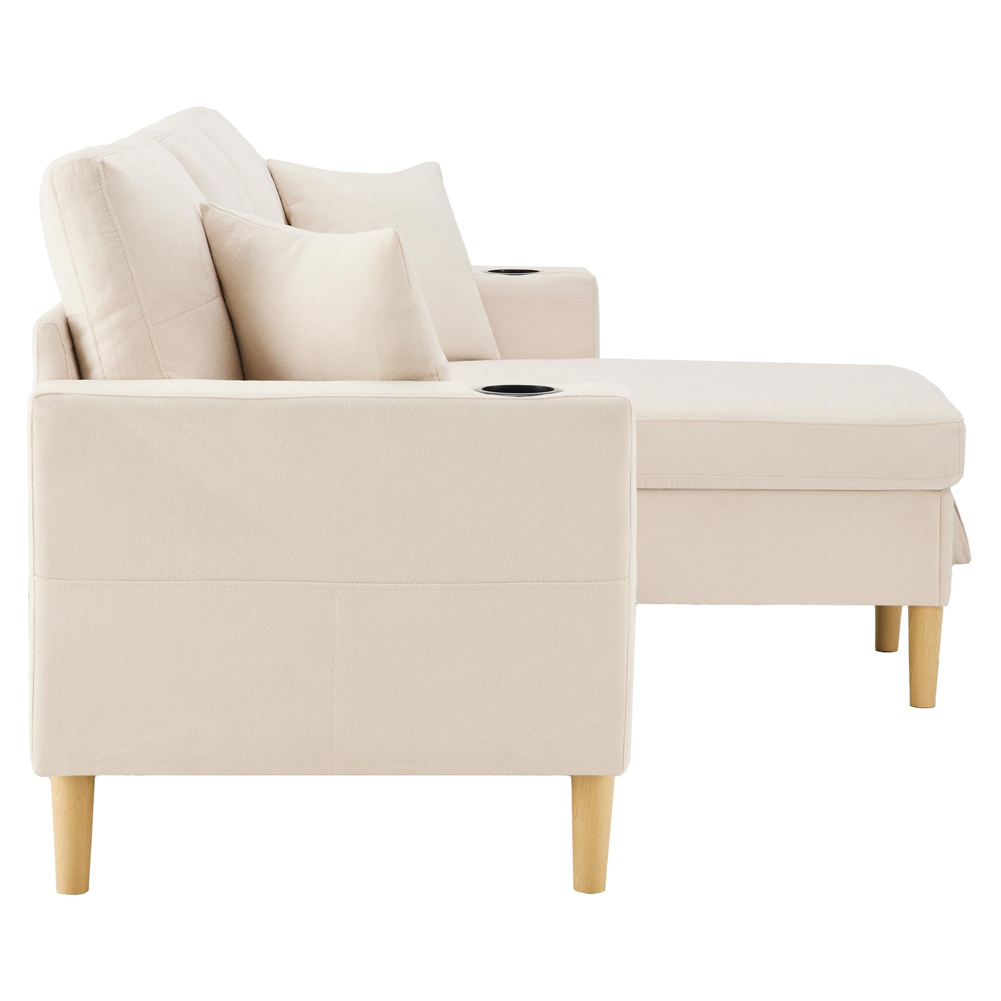 Merax Ecksofa mit Schlaffunktion, Bettkasten & Stauraum – Schlafcouch mit Getränkehalter und Seitentaschen – modernes L-Sofa für Wohnzimmer & Gästezimmer