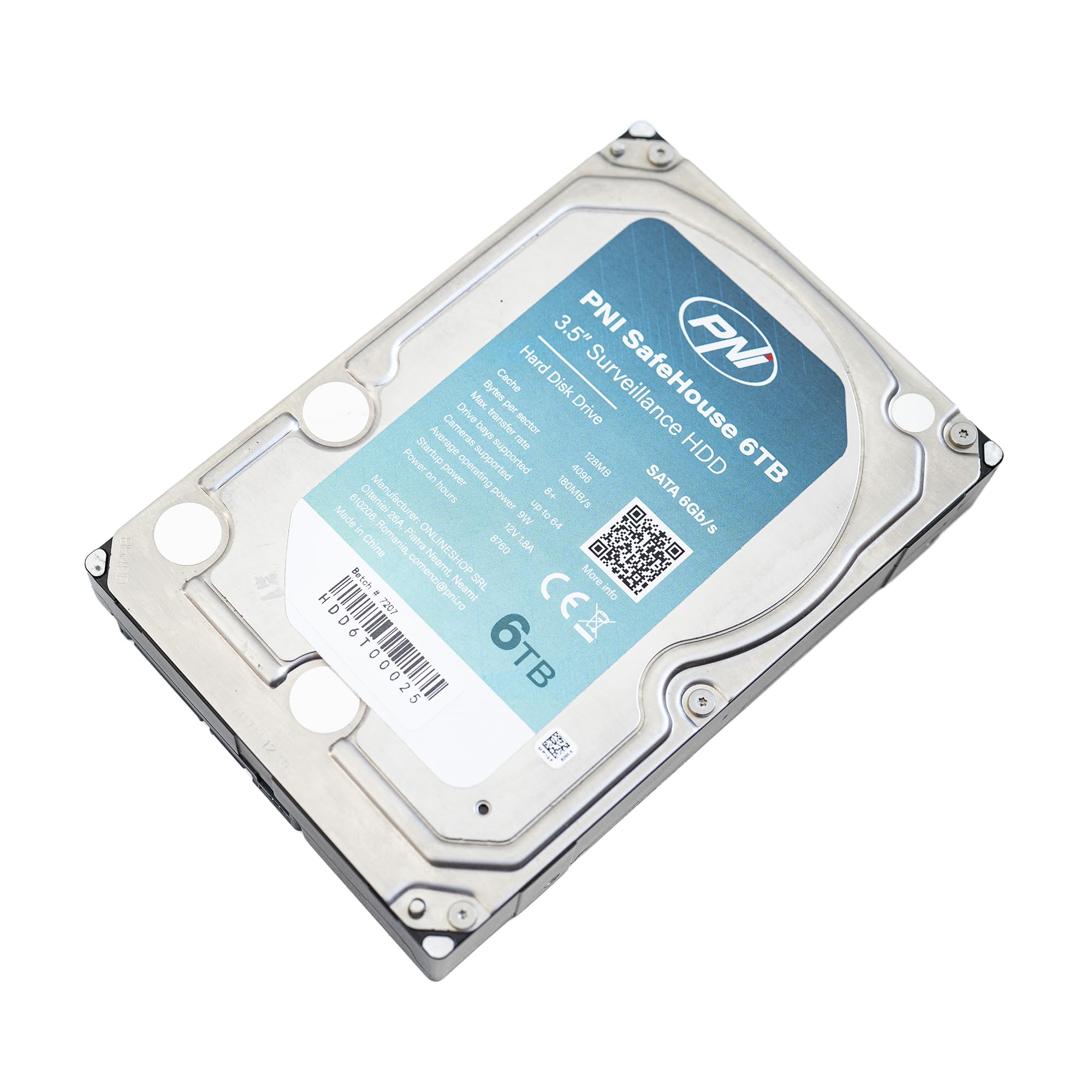 Hard Disk interno PNI SafeHouse 6TB 3,5" HDD, CCTV, 128MB, SATA III, 7200 RPM per sistemi di sorveglianza
