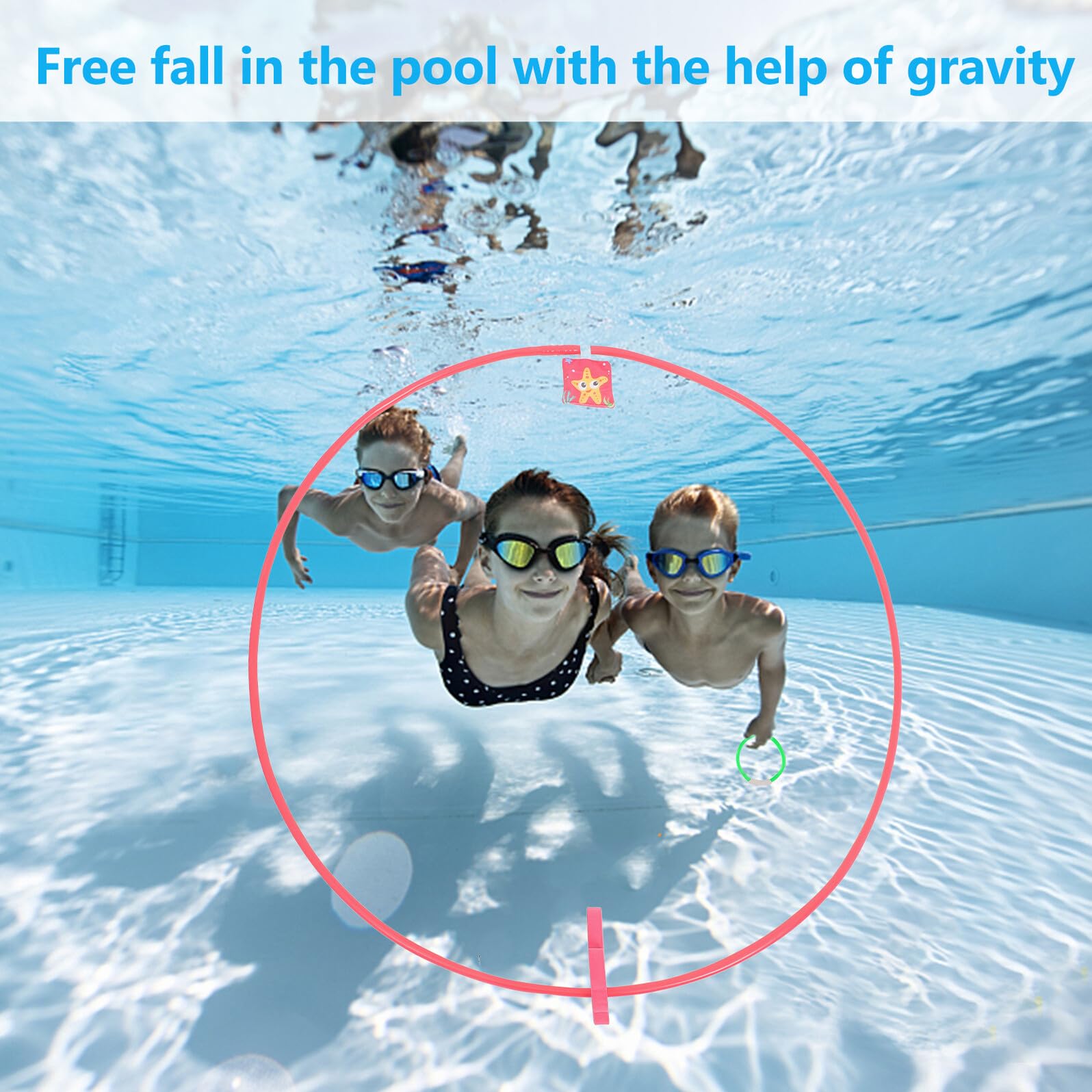 Toyvian 3 pièces Anneaux de Plongée Jeu Piscine pour Garçon Fille Jouets Aquatiques Entraînement Natation Anneaux Submersibles Colorés