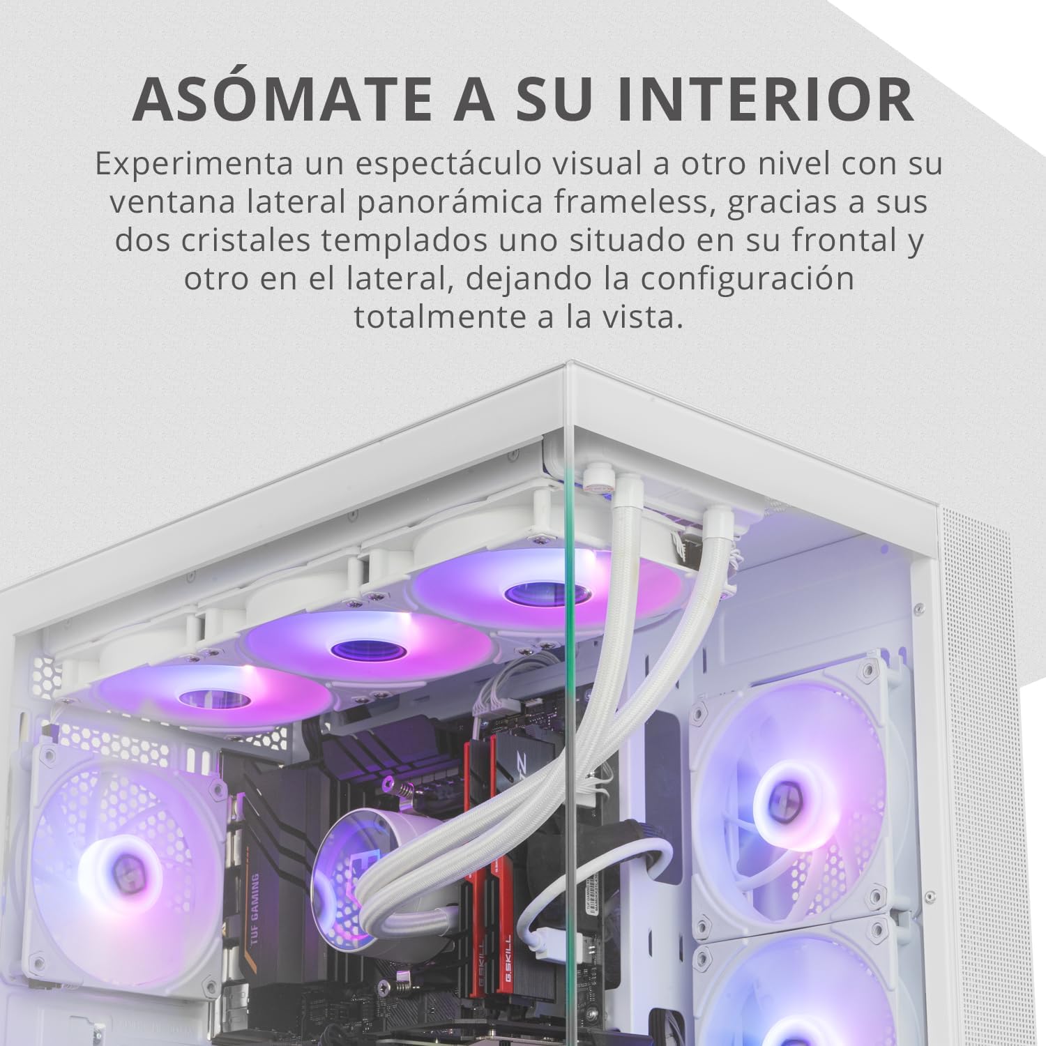 Side interior view of the NOX Hummer Astra NEO White PC case.