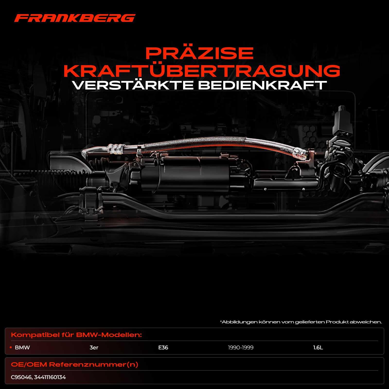 Frankberg 2x Handbremsseil Seilzug Hinten Links Rechts Kompatibel mit 3er Cabriolet E36 3er E36 3er Touring E36 3er Coupe E36 Replace# C95046