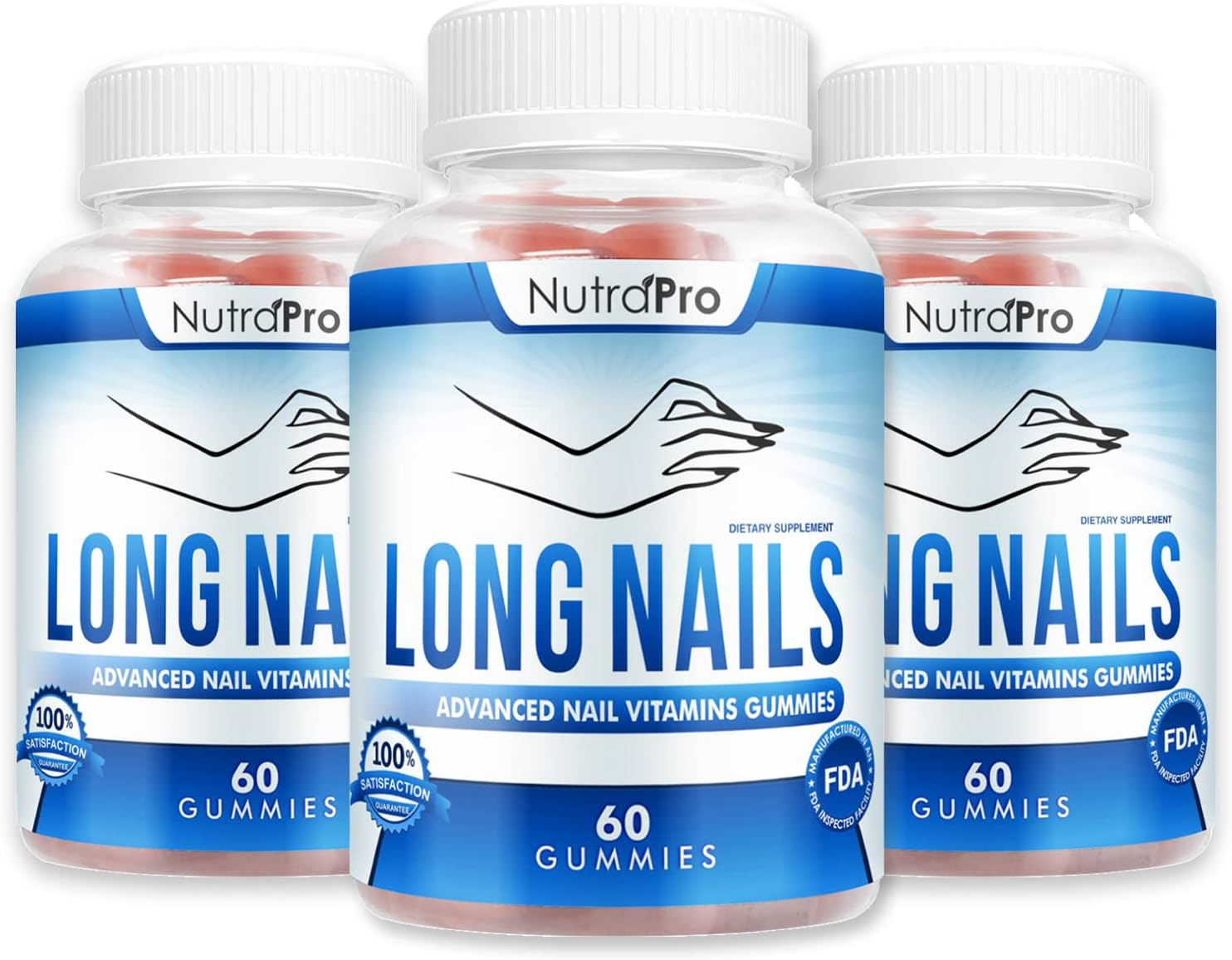 NutraPro Nail Growth Vitamins for Stronger Nail - No More Chipped Nails.Nail Strengthener and Growth Supplement Gummies – Grow Strong Long Nails with Biotin and Collagen Gummies.