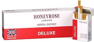 Honeyrose Deluxe, Tobacco and Nicotine Free Herbal Smokes, 1 Carton, Made in England