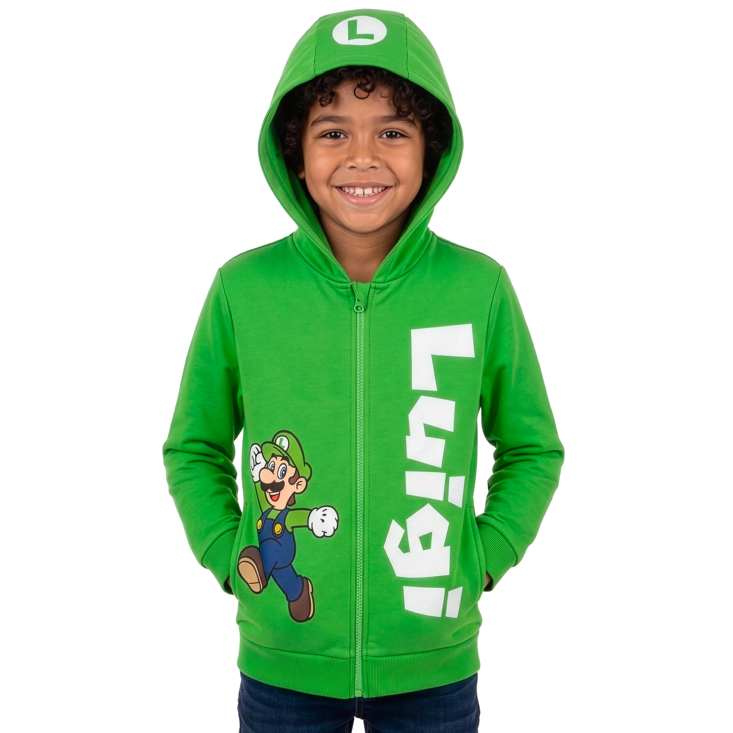 Super Mario Sweats Garçon, Luigi Sweat-Shirt Capuche, Pull Enfant Garcon