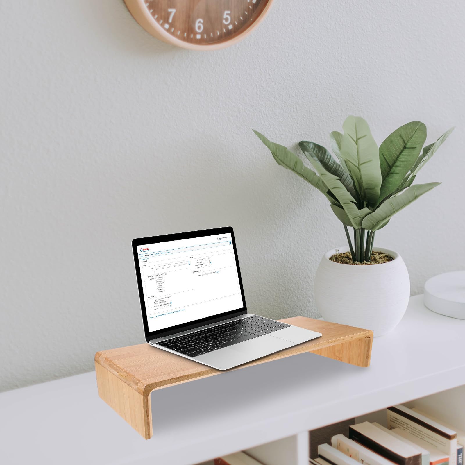 balacoo Supporto per Monitor da Scrivania, Rialzo per Schermo Computer in bambù, Beige, per Ufficio e Casa, Aumenta L'altezza del Display, Stile Semplice Rustico
