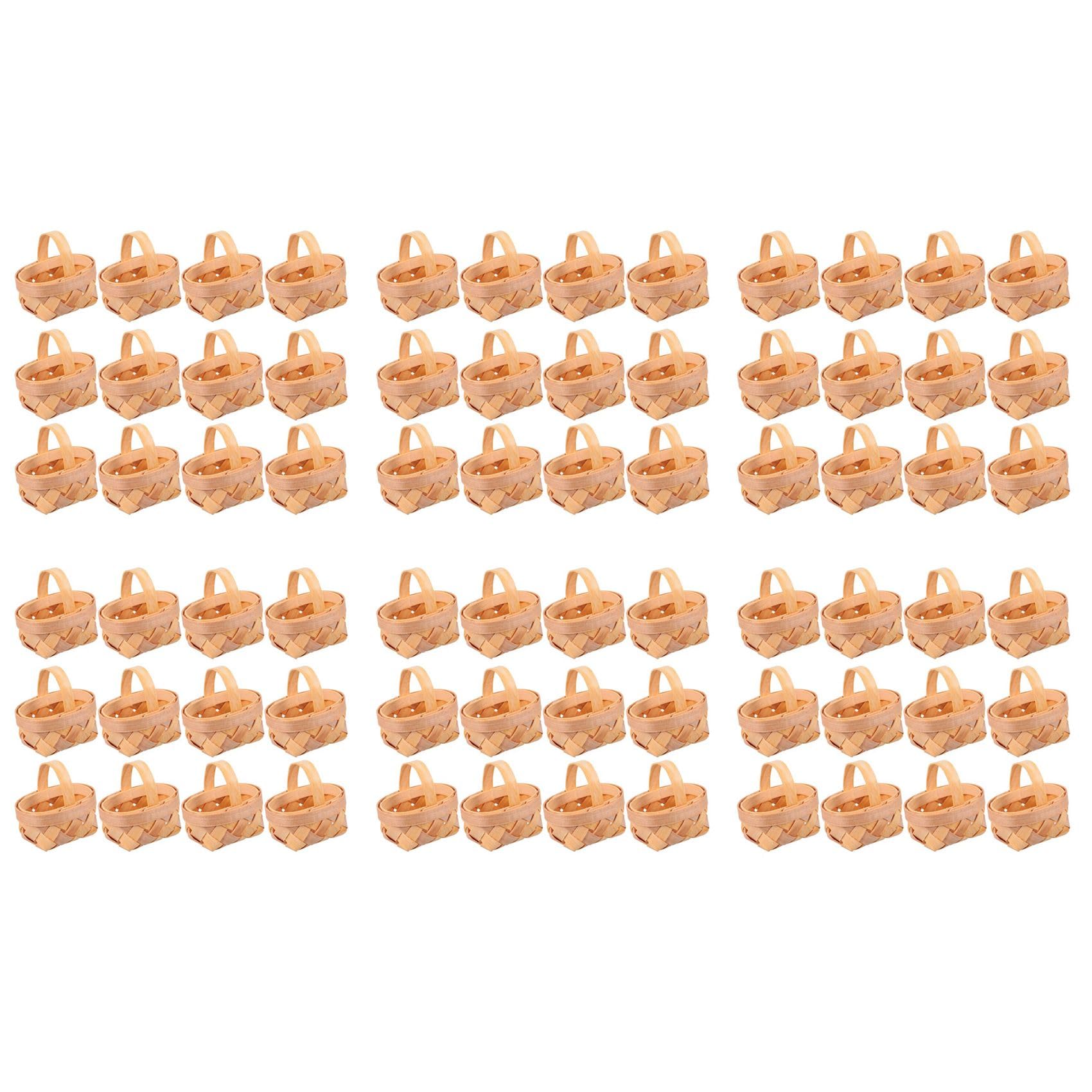 Hndhbfgrt 72Pcs Wood Chip Mini Baskets Manual Woven Baskets Ornaments Candy Storage Box