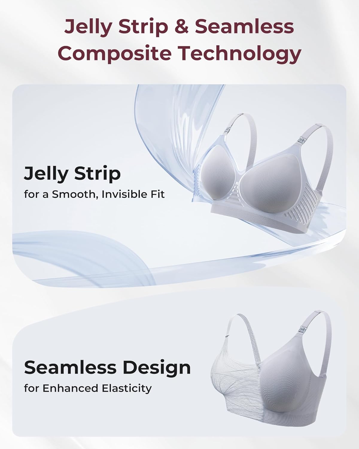 Momcozy CoolFit Nursing Bras for Breastfeeding, Fixed Padding Ultra Stretch Seamless Jelly Strip Maternity Bra, Wireless - Image 2