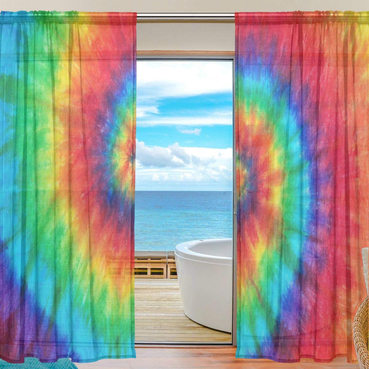 Tie Dye Sheer Curtains Curtains & Drapes