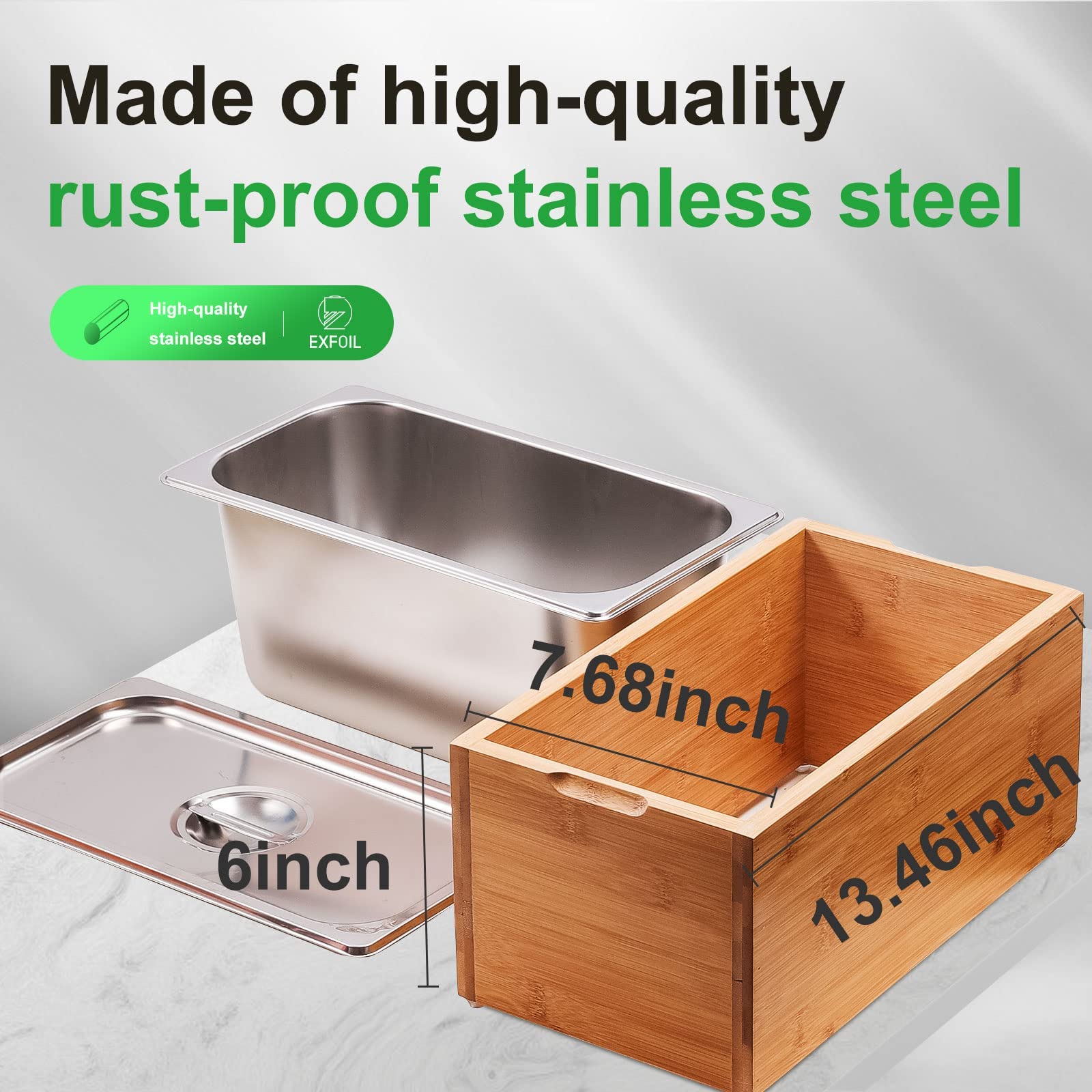 Exfoil Kitchen Compost Bin with lid, As Indoor Compost Bin with