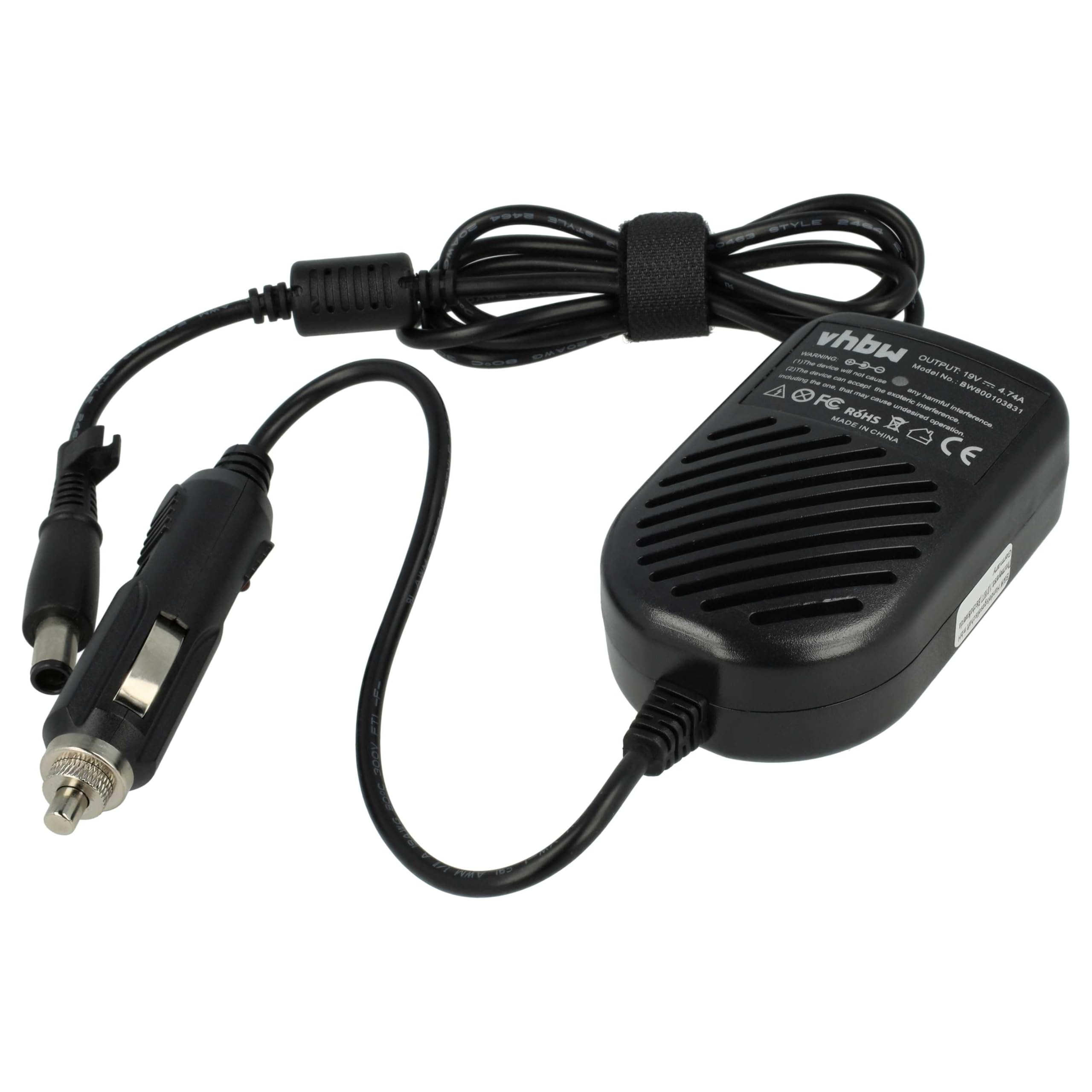 vhbw Chargeur Allume-Cigare Compatible avec HP EliteBook 2730p, 2740p, 2540p, 2530p, 2760p, 6730b Ordinateur Portable - Chargeur 12V Noir 4,74 A