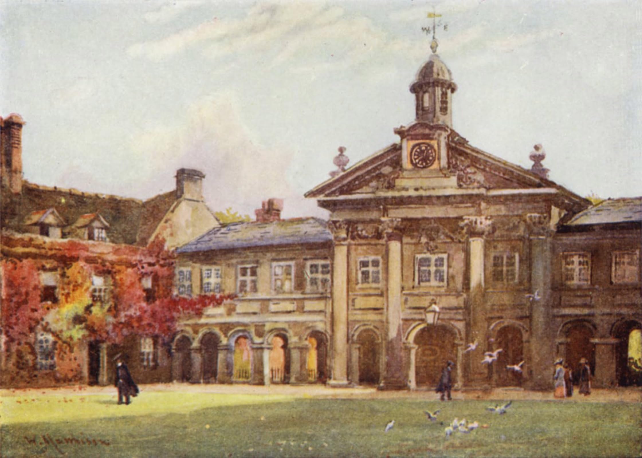 ARTXLXXBN Famous Painting Art Wall Decor Abstract Art Picture the First Court of Emmanuel College by William Matthison Animal Pictures for Home Decor 60x90cm