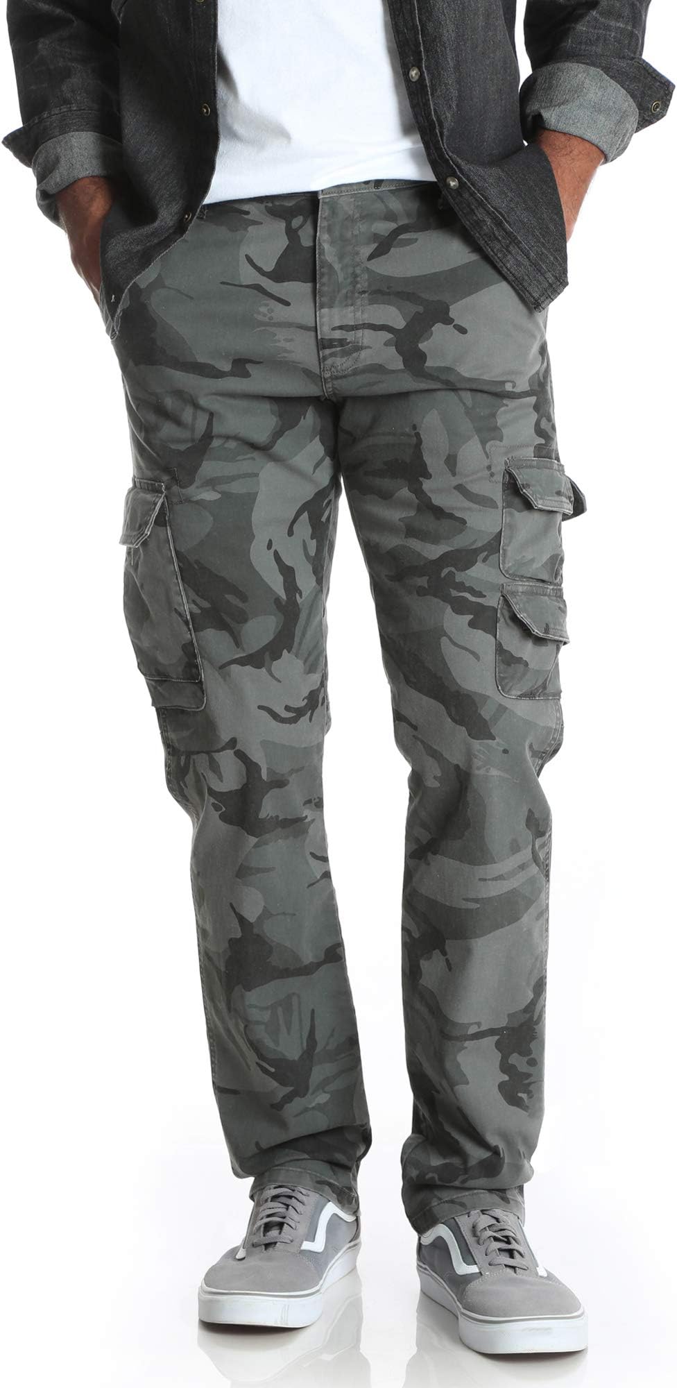Wrangler Anthracite Camo Regular Taper Stretch Cargo Pants