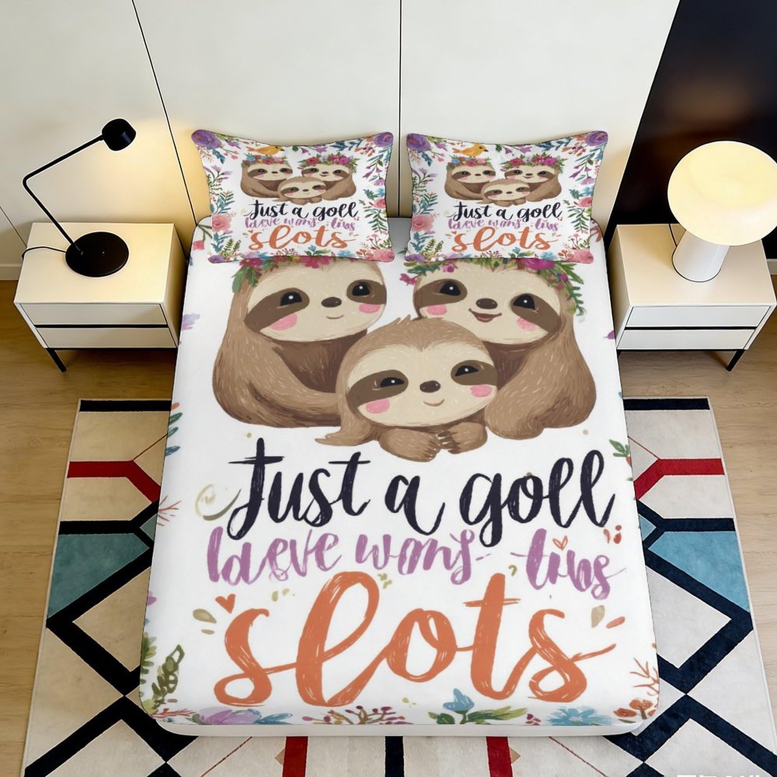 Dhbaneiok Style-9 3D Printed Cute Sloth Fitted Sheet Microfiber Cartoon Animal Bed Cover For Bedroom Dorm Mattress Protection Decor 90X200x25cm