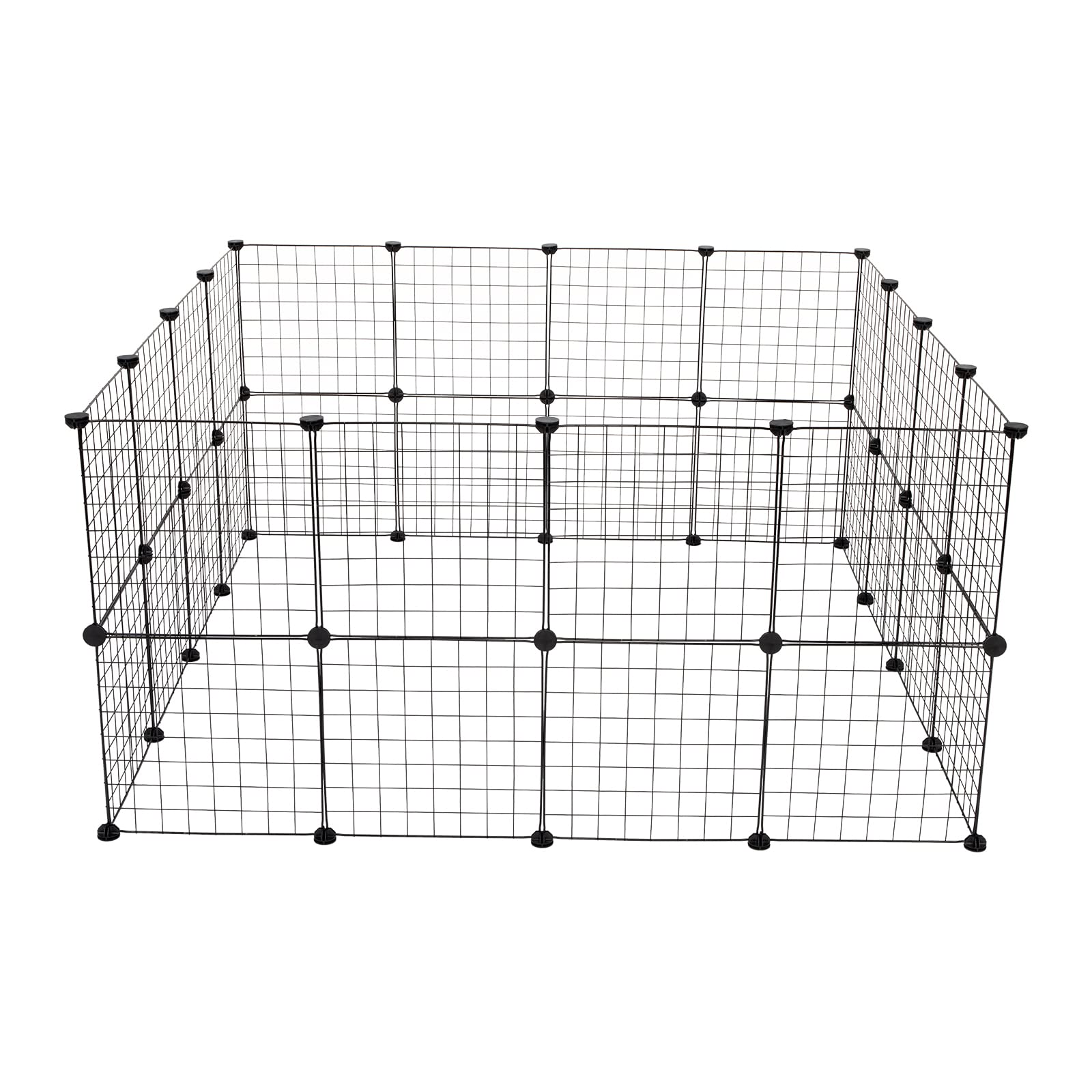 Parc Enclos, DIY Porte Petit Animal Pet Fence, Cage, Clôture, Intérieur, Modulable, pour Cochon d’Inde, Lapin, Hérisson, Petits Animaux, Panneaux Grillagés, 175 x 105 x 70 cm, 32 PCS, Noir