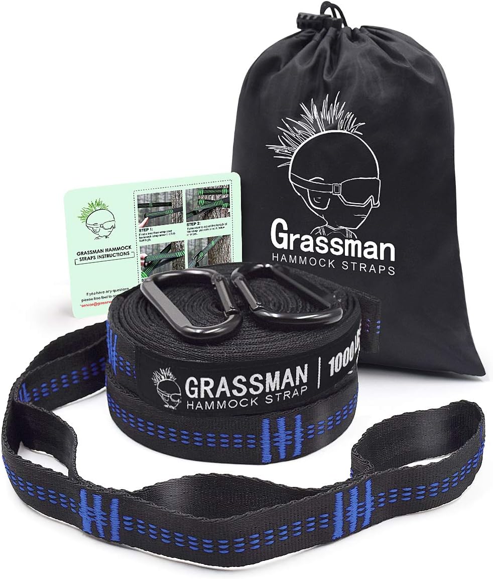 Grassman Hammock Straps, 10ft Long Hammock Strap Set 20+1 Loops, Rip-Resistant 1000lbs Capacity Tree Straps for Hammocks, Compact, Lightweight and Easy to Use : Patio, Lawn & Garden