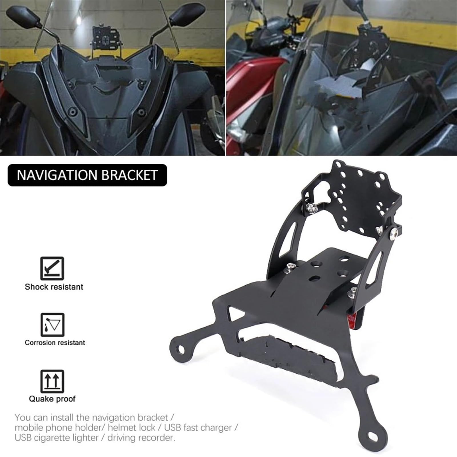 Support Navigation Moto pour XMAX125 XMAX250 XMAX300 XMAX400 2017-2024 Moto GPS Navigation Support Téléphone Cadre Montage(Set)