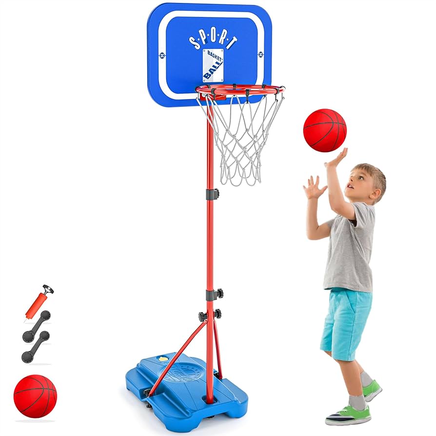 Kids Children Miniature Basketball Hoops Set Stands Adjujstable With Inflator Pump For Child Boys Outdoor Sports