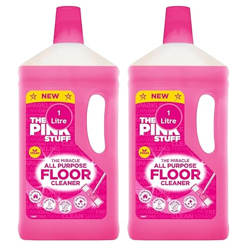 Pink Stuff Miracle All Purpose Floor Cleaner Powerful Multi-Surface Floor Cleaner for Stubborn Dirt Stains Long-Lasting Fresh Scent Safe for All Floors Easy Effective Cleaning 1000ml X2