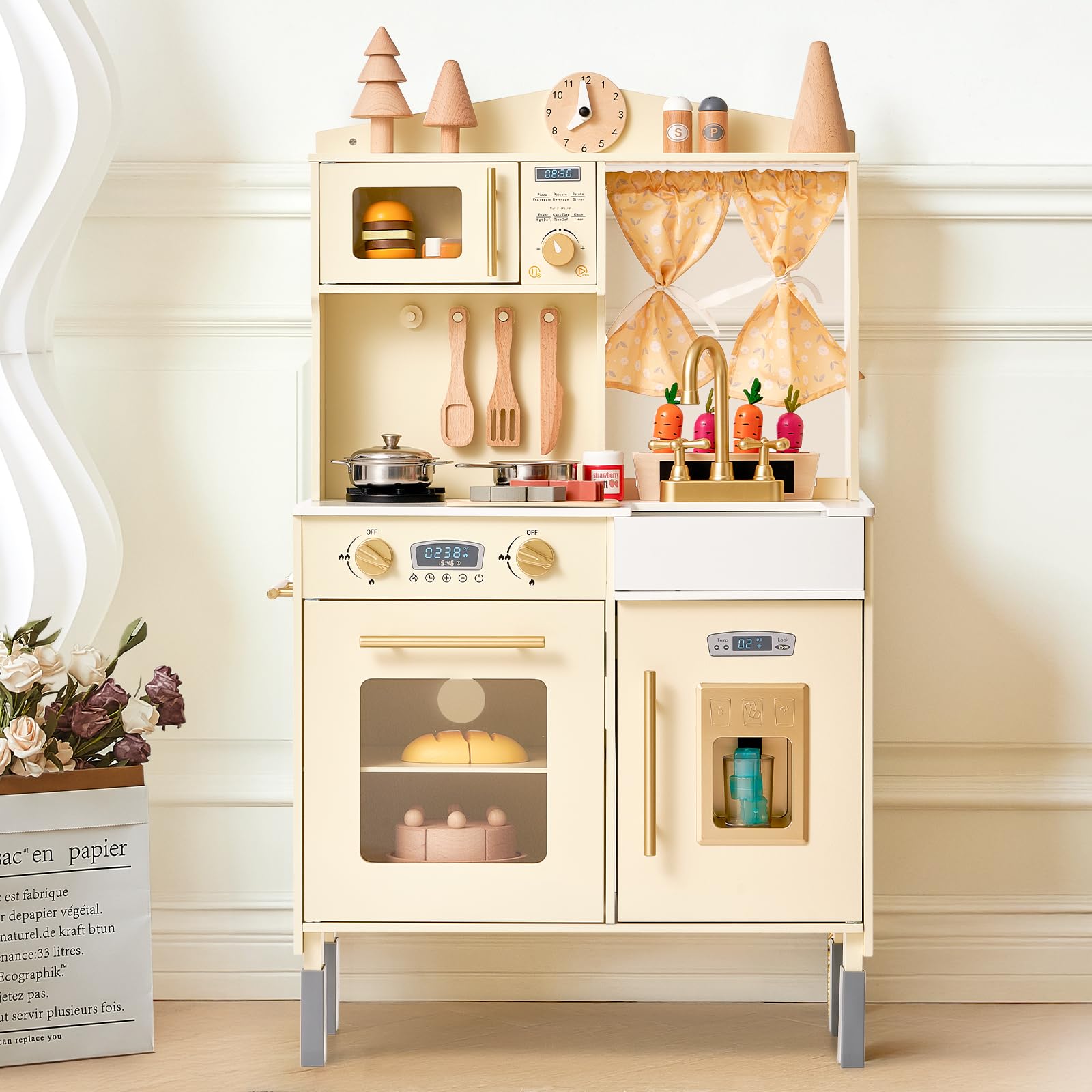 Giant Bean Wooden Play Kitchen Toddler Kitchen Playset With