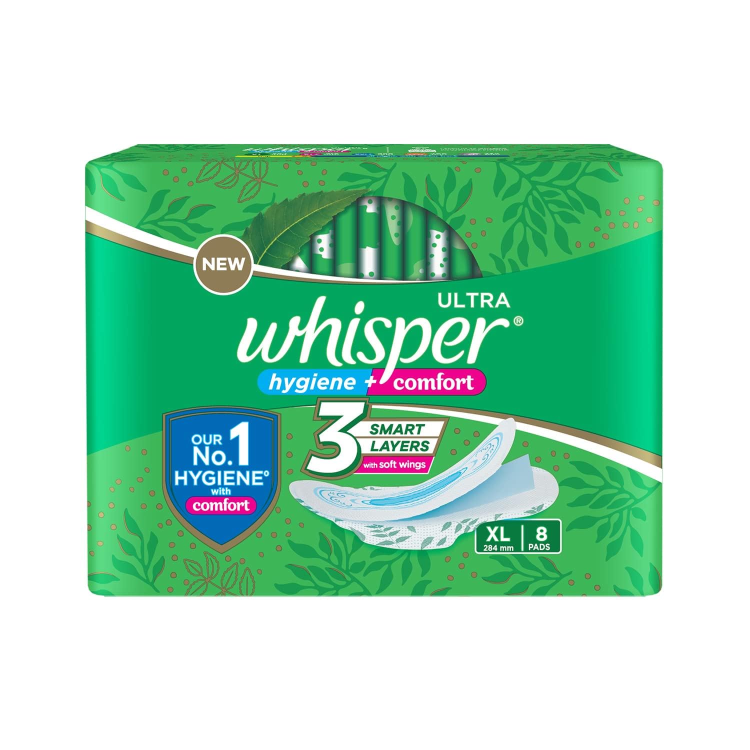 Whisper Ultra Clean Sanitary Pads for Women, XL 8 Napkins