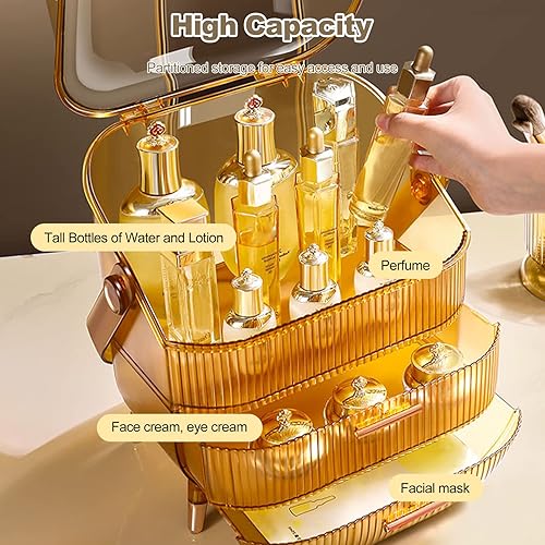 Miniatura 2 de Ergocar Estuche de maquillaje multifunción a prueba de polvo, caja de almacenamiento de cosméticos para el cuidado de la piel, estuche portátil