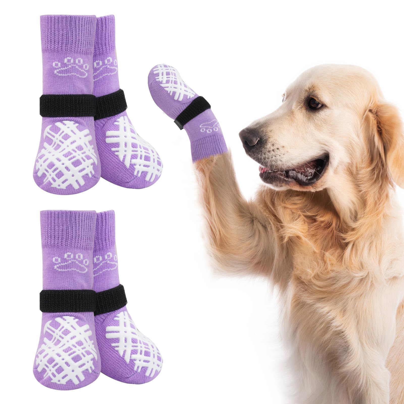 BEAUTYZOO 2 works Anti Slip Dog Socks to Prevent Licking Paws, Dog Shoes for Hot Pavement Small Medium Large Senior Dogs