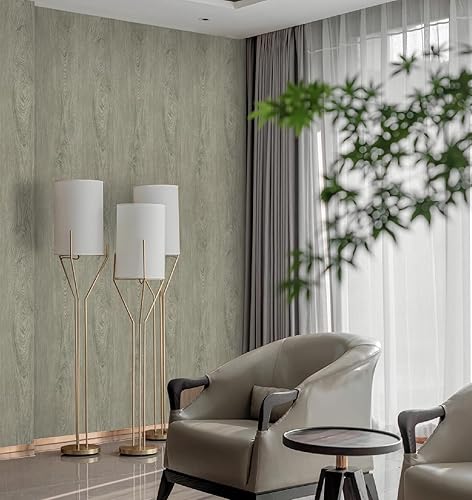 Miniatura 3 de Papel tapiz de color gris para despegar y pegar, papel tapiz de madera gris de 78.7 x 17.5 pulgadas, papel tapiz autoadhesivo extraíble, papel tapiz