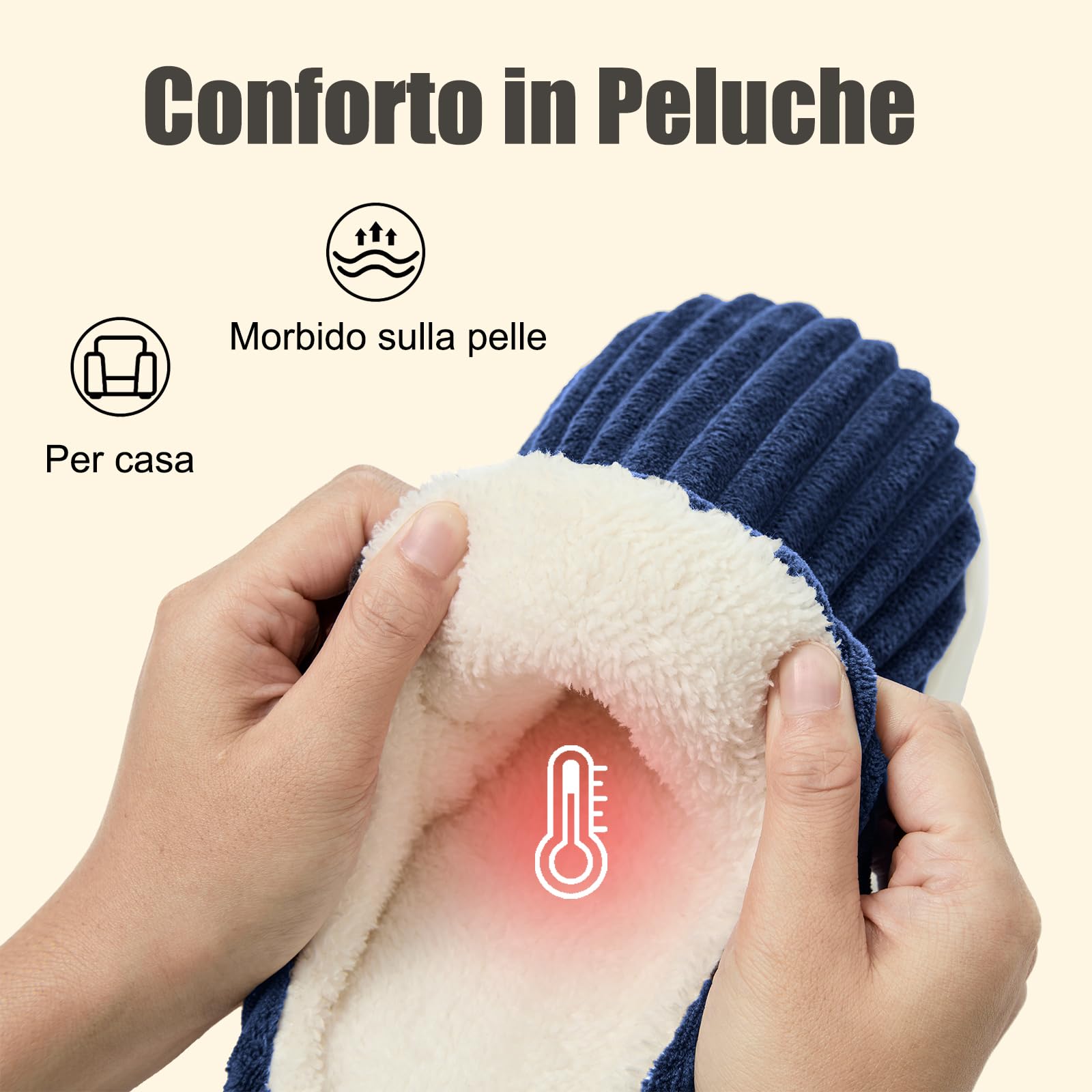 Donpapa Pantofole Donna Uomo Ciabatte Invernali Peluche Casa Comode Schiuma Scarpe Memoria Morbida Antiscivolo Inverno Cotone Slippers