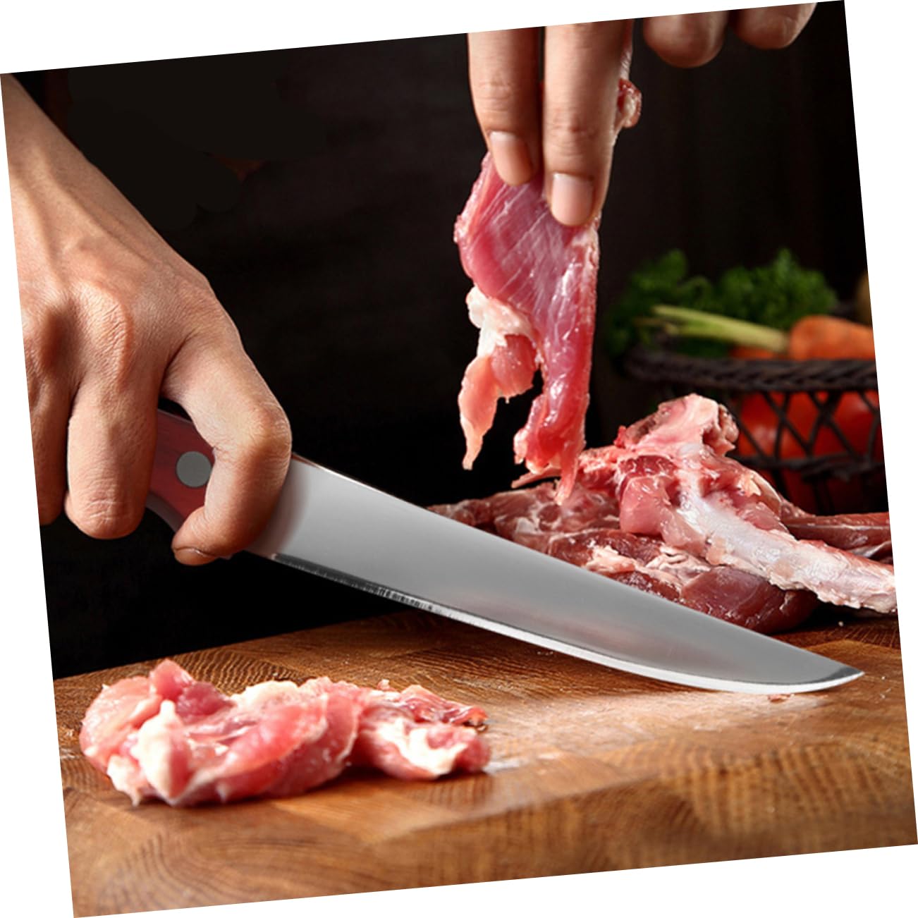 BEBEMOKO Handle Serrated Utility Knife Stainless Steel Multi-functional Steak Cutter