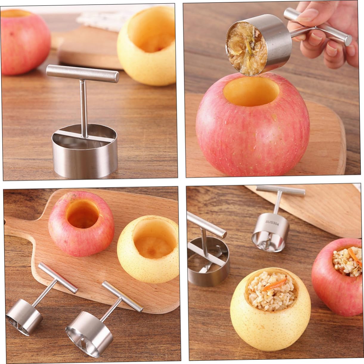 Descorazonador de Frutas Diseño Afilado y Fácil de Usar de Acero Inoxidable 304 para Manzanas Herramienta Adecuado para Cocina y Preparación de Frutas