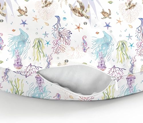 Miniatura 8 de Fundas de almohada de lactancia retro con animales marinos para niños y niñas, estilo bohemio, caballo de mar, tortuga, medusas, estrellas de mar,