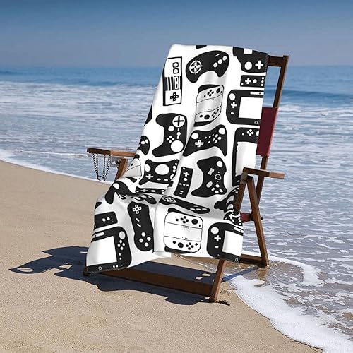 Miniatura 6 de VOOHDDY Toalla de playa grande con controlador de videojuegos, microfibra suave y absorbente, de secado rápido, toallas de baño de gran tamaño para