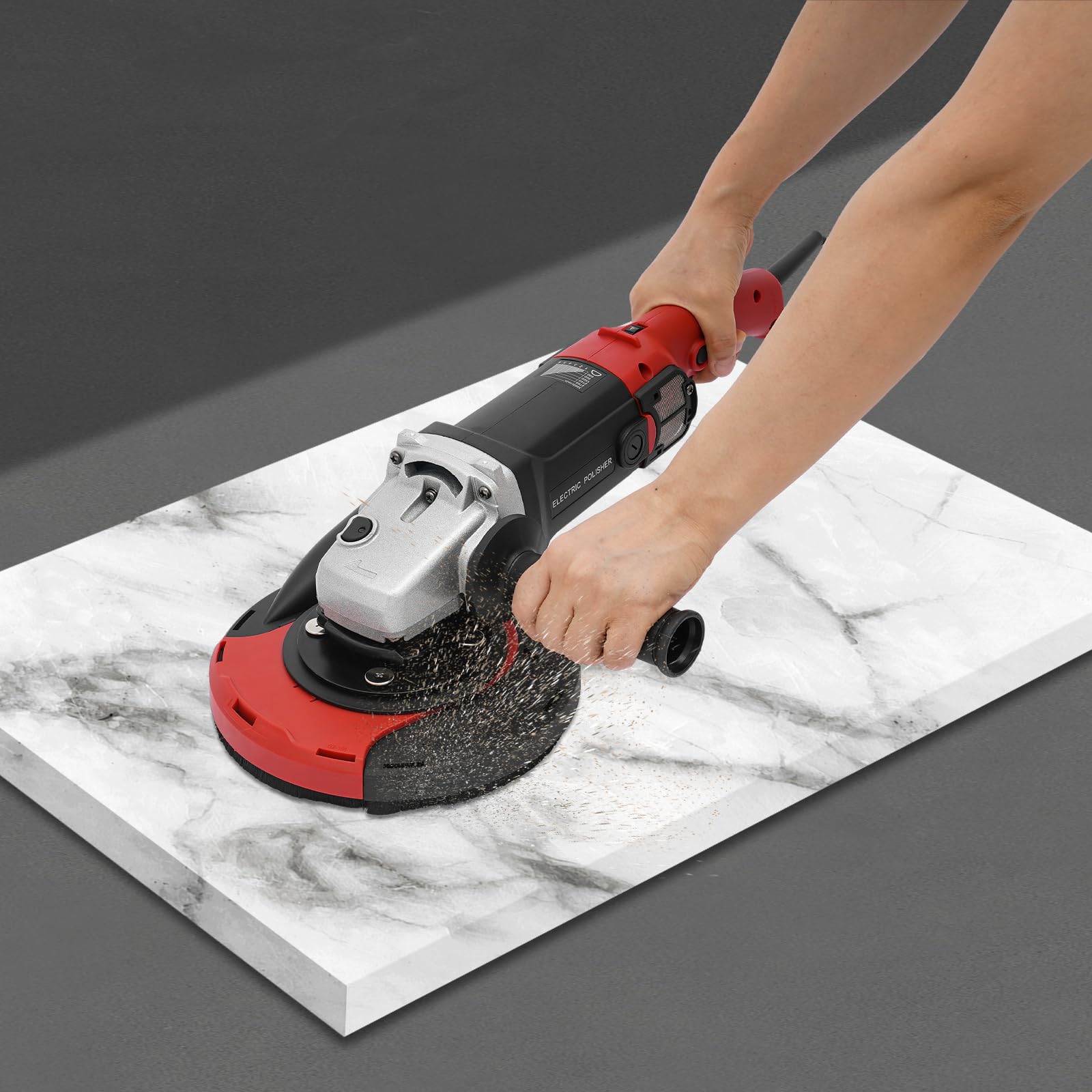 Set di smerigliatrici per calcestruzzo, 1580 W, a 6 velocità, smerigliatrice senza polvere con regolazione della velocità, smerigliatrice angolare Dustless per piastrelle, calcestruzzo (nero)