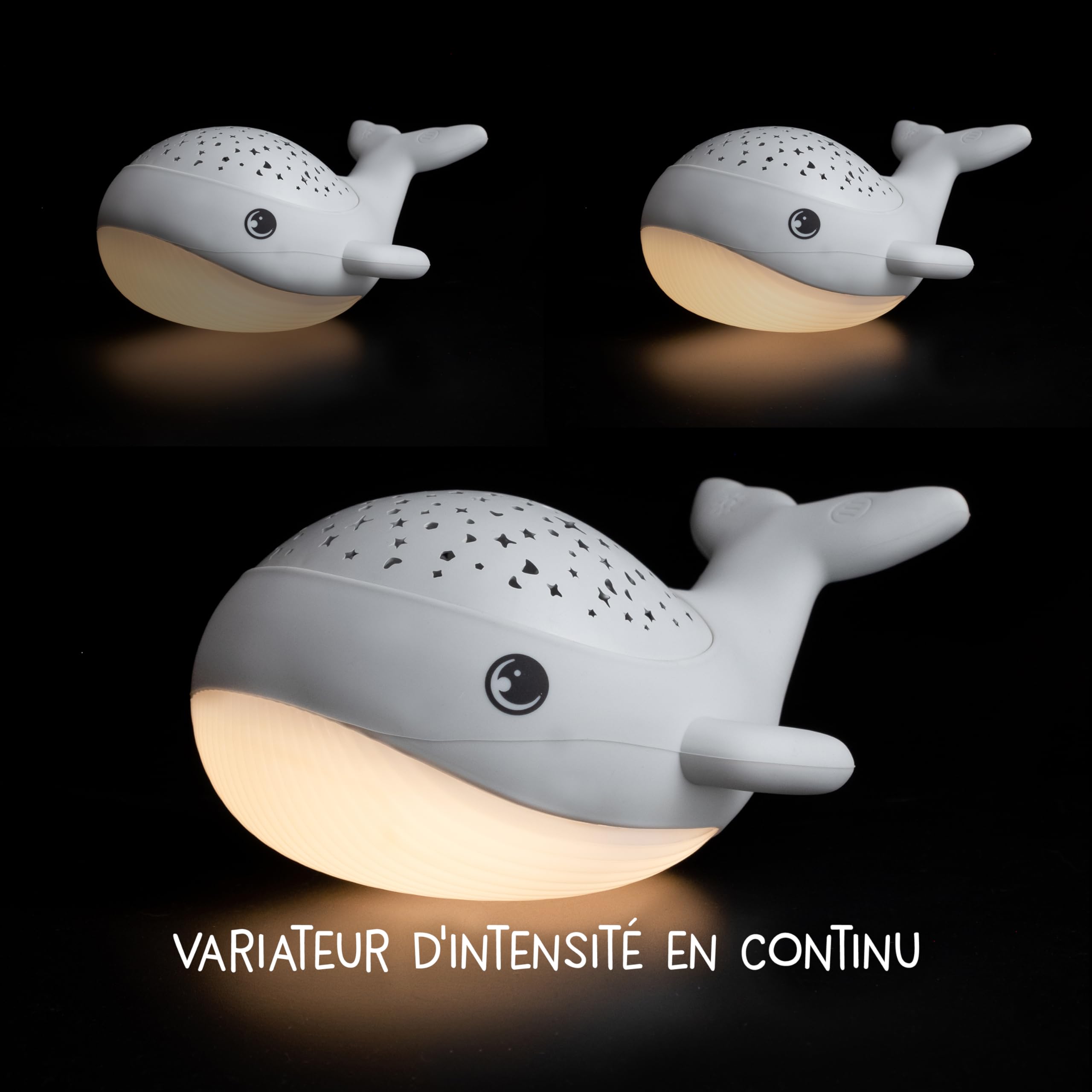 MegaLight Veilleuse ciel étoilé pour bébé | Projecteur 2 en 1 + veilleuse pour enfant | Veilleuse blanche chaude & projecteur d'étoiles RVB en 3 couleurs | Willy WHALE