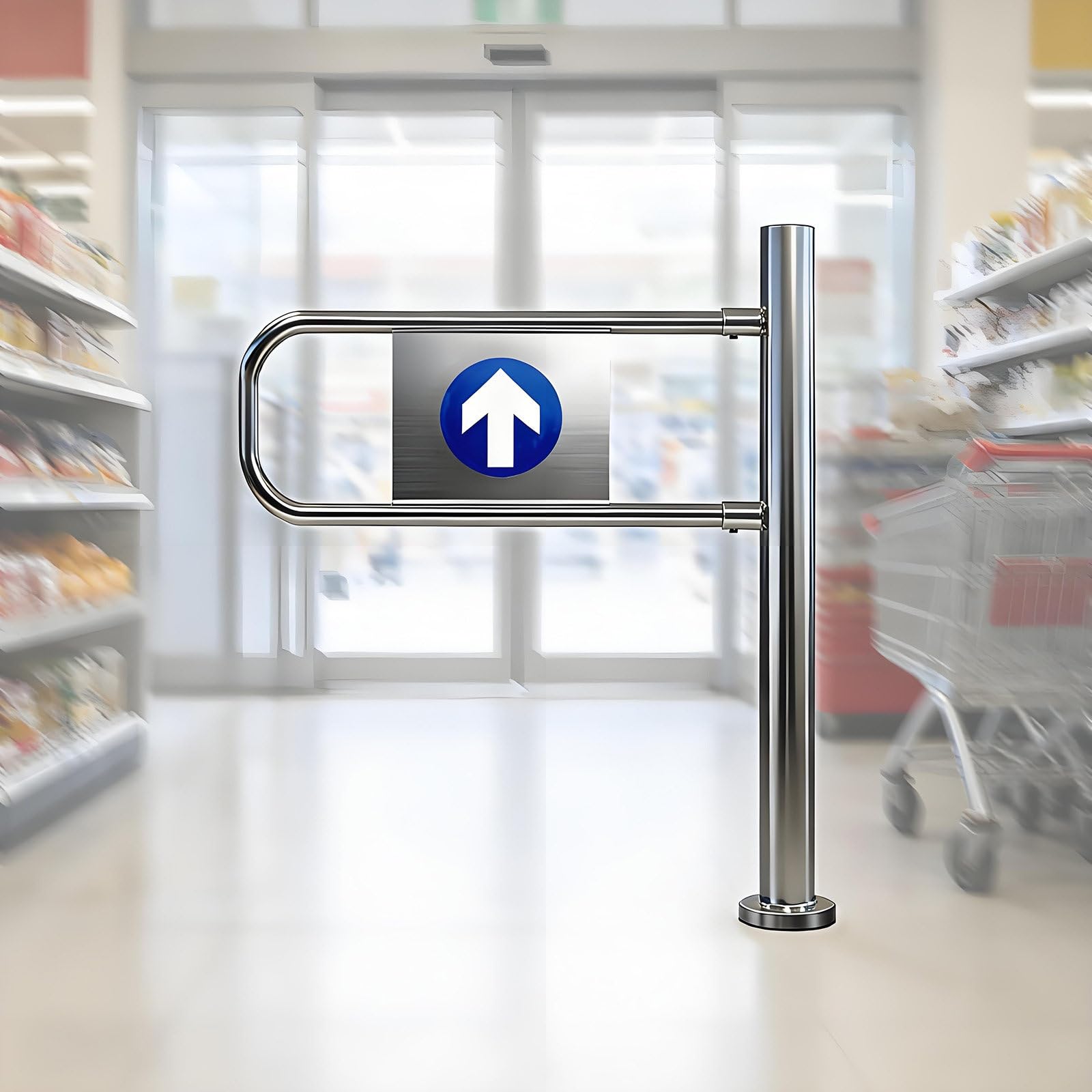 Gutygio Rightdoor Automatic Rebound Swing Gate, With Spring – 1-Way Swing Entrance Door, Stainless Steel Access Barrier, For Supermarket, Library, Park, Or Warehouse -90 * 100Cm