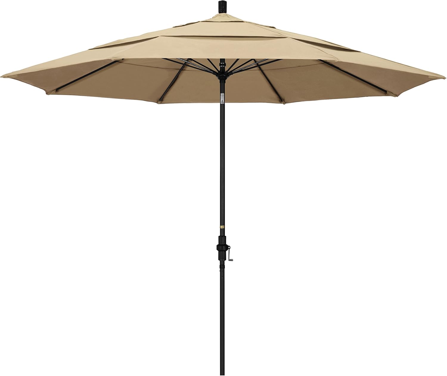 California Umbrella 11' Round Fiberglass Rib Market Umbrella, Crank Lift, Collar Tilt, Beige