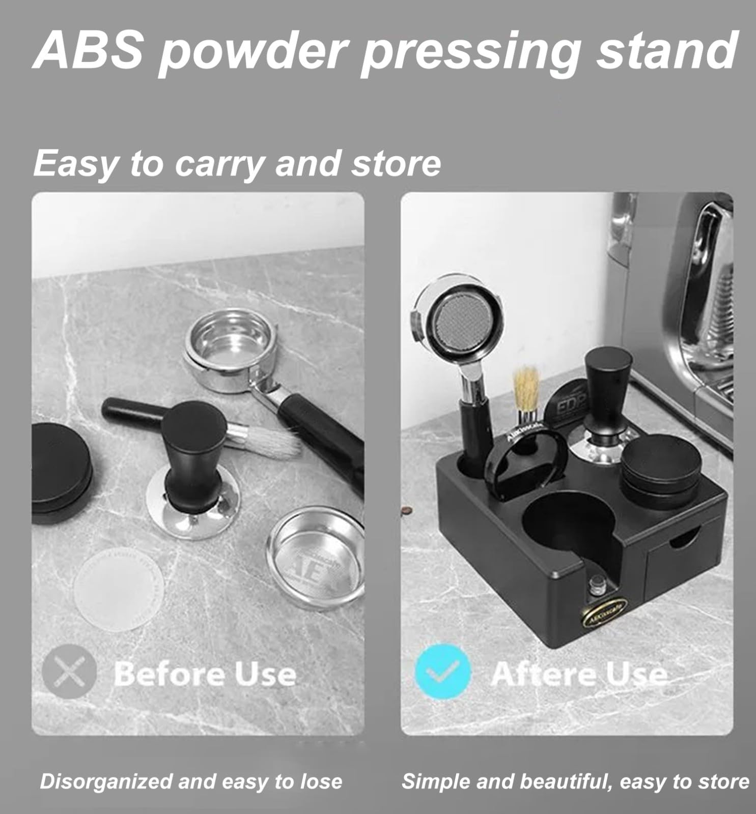 Regulowana stacja tamper do espresso, 51–58 mm, z szufladą, akcesoria baristy ABS, do domowego biura i kawiarni, idealne wsparcie dla miłośników espresso