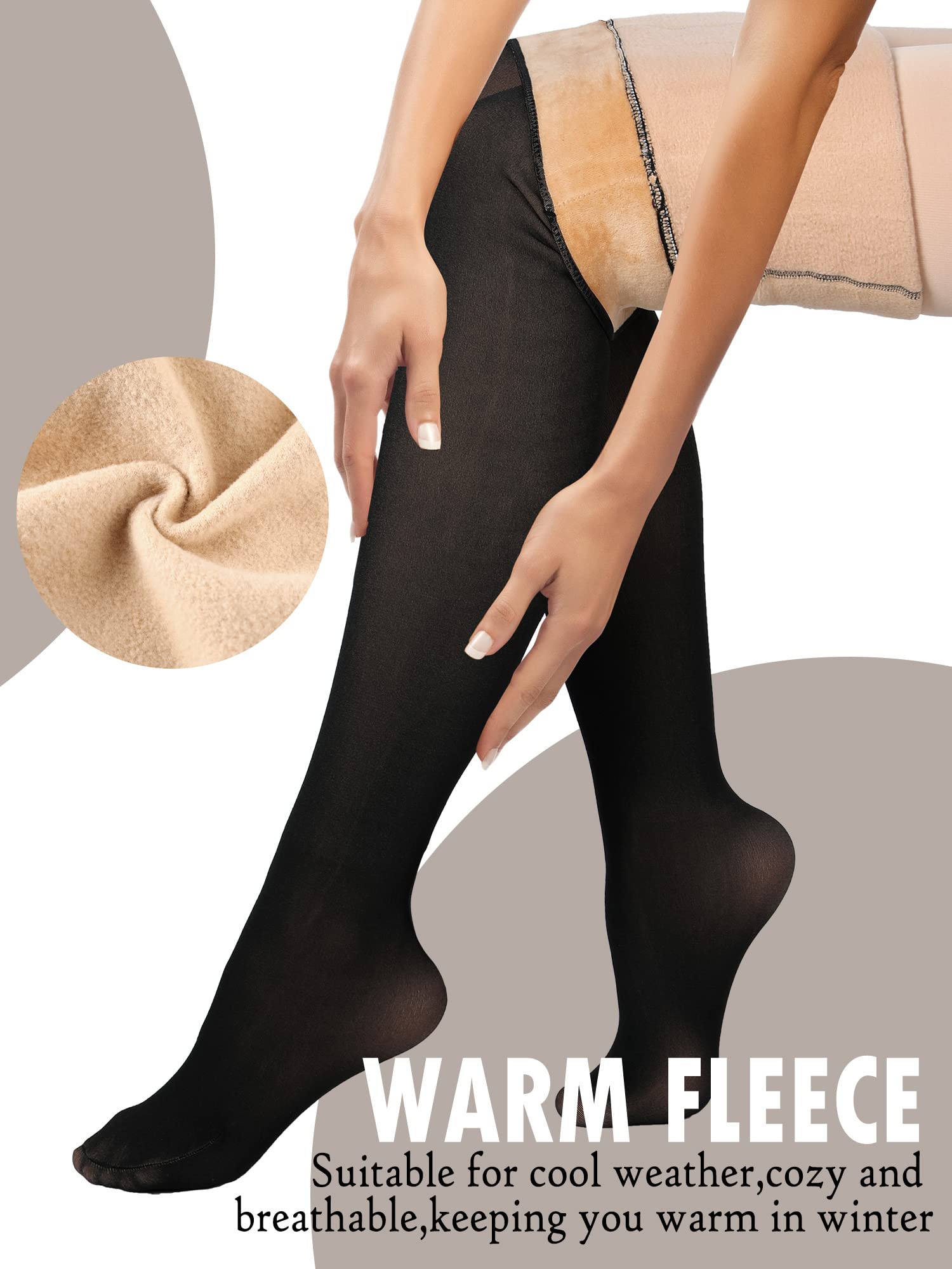 Zhanmai 4 pezzi Collant foderati in pile da donna leggings finti traslucidi caldi collant termici trasparenti calze invernali per le donne