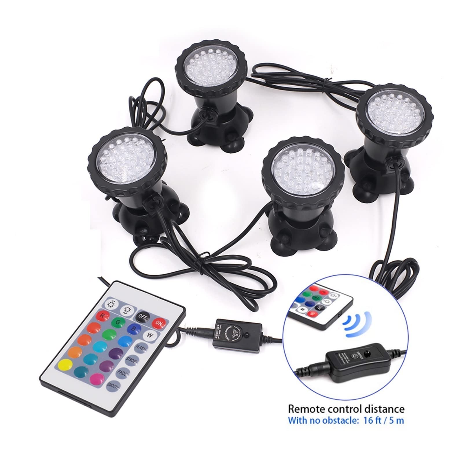 12V RGB LED Unterwasser Licht 36LED IP68 Wasserdichte Aquarium Flutlicht Schwimmbecken Brunnen Teich Tank for Landschaft decor Wasserdicht Sicher(2 Lights with Remote)
