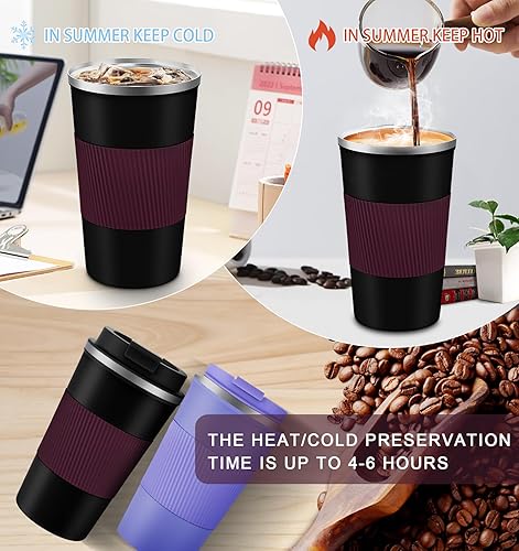 Miniatura 51 de Taza de café de 12 onzas – Taza de viaje aislada a prueba de derrames con tapa a prueba de fugas, taza de café de viaje de acero inoxidable al