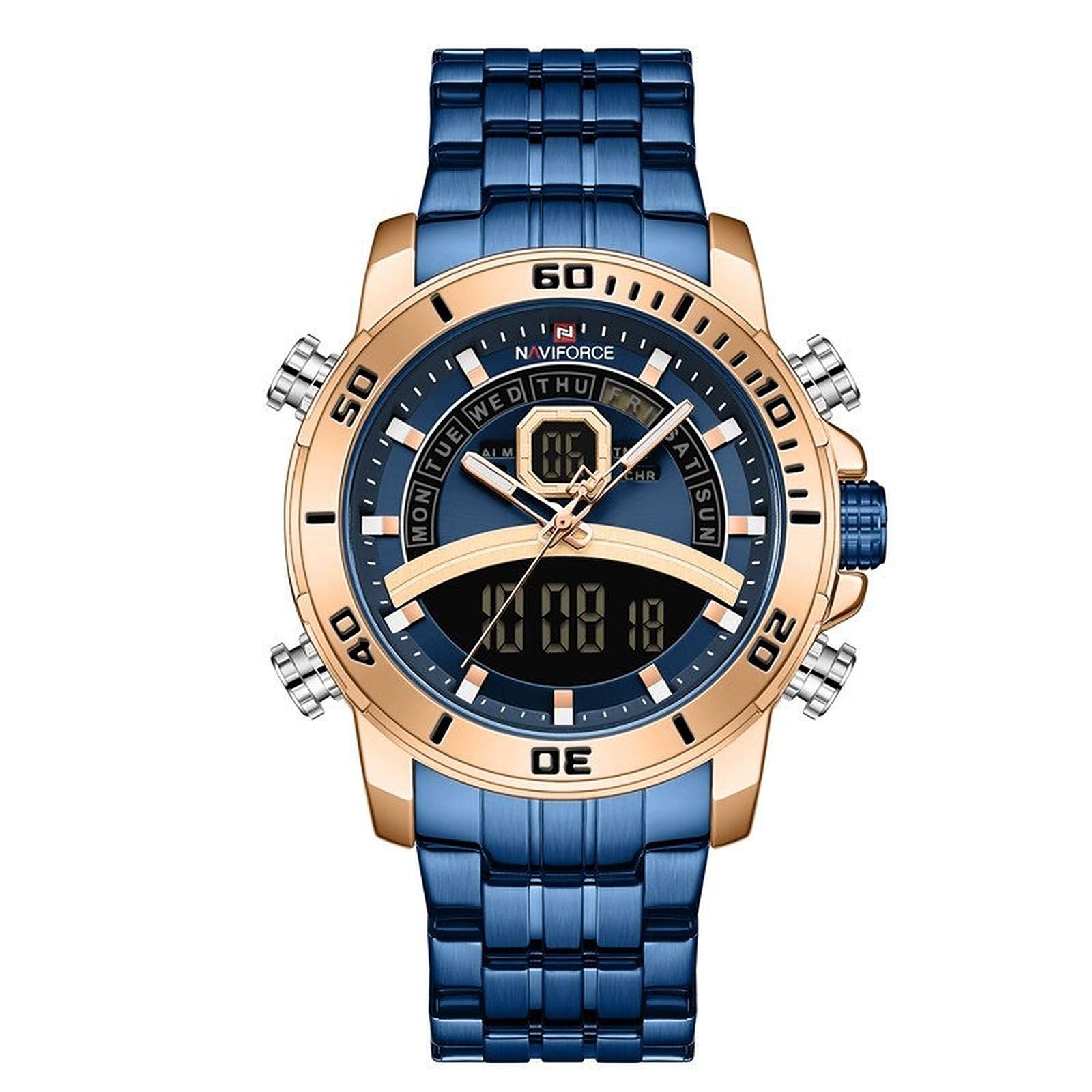 NAVIFORCE Business Watches Mens Digital Sport Military Quartz Wristwatch Stainless Steel Waterproof Clock Male Relogio Masculino (NF9181-BG) (B08NT5SBVW) Amazon Price History, Amazon Price Tracker