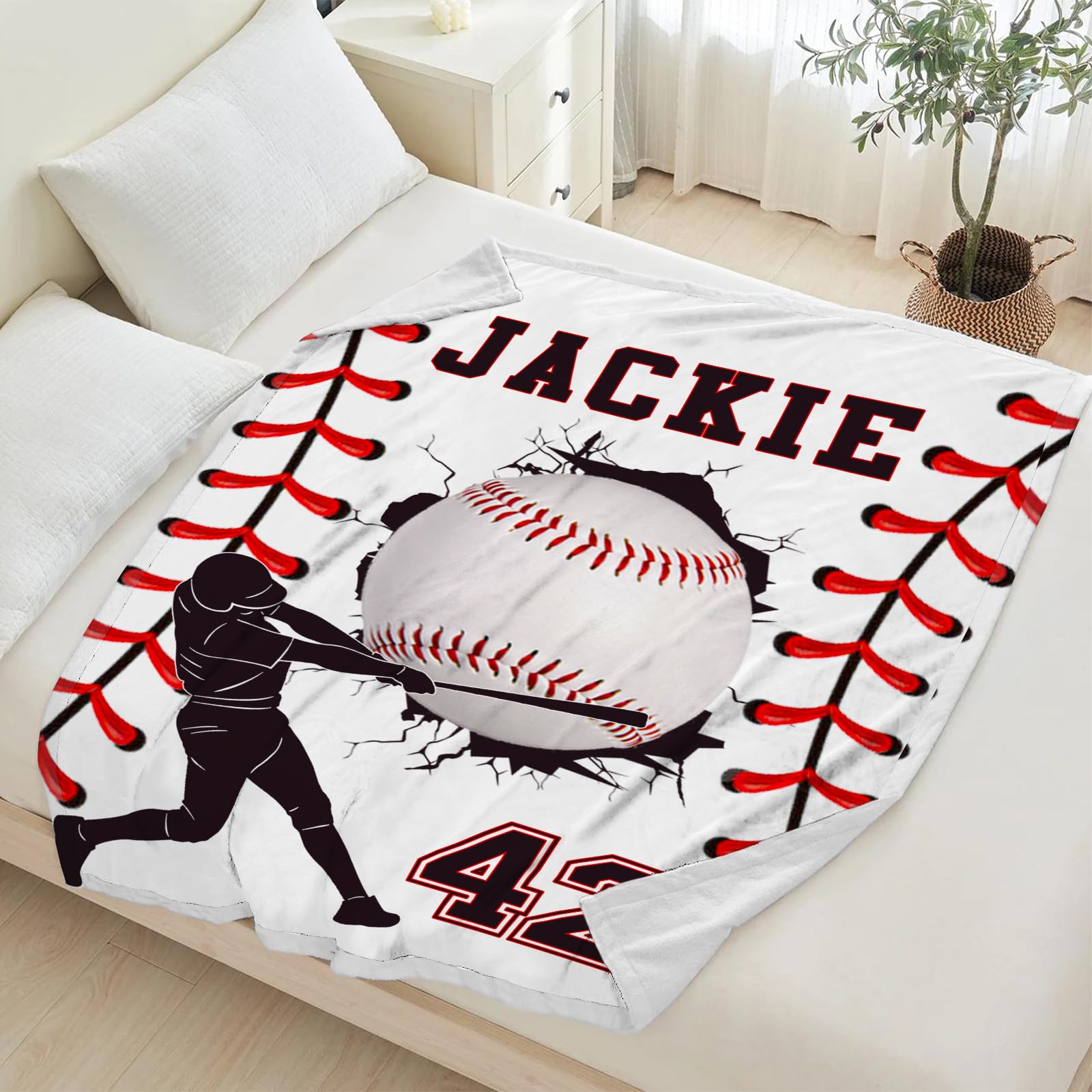 Ship Next Day Personalized Baseball Blanket Gifts for Teen Boys Custom Sport Baseball Player Lovers Fans Gifts Customized Throw Blanket for Men Son Kids