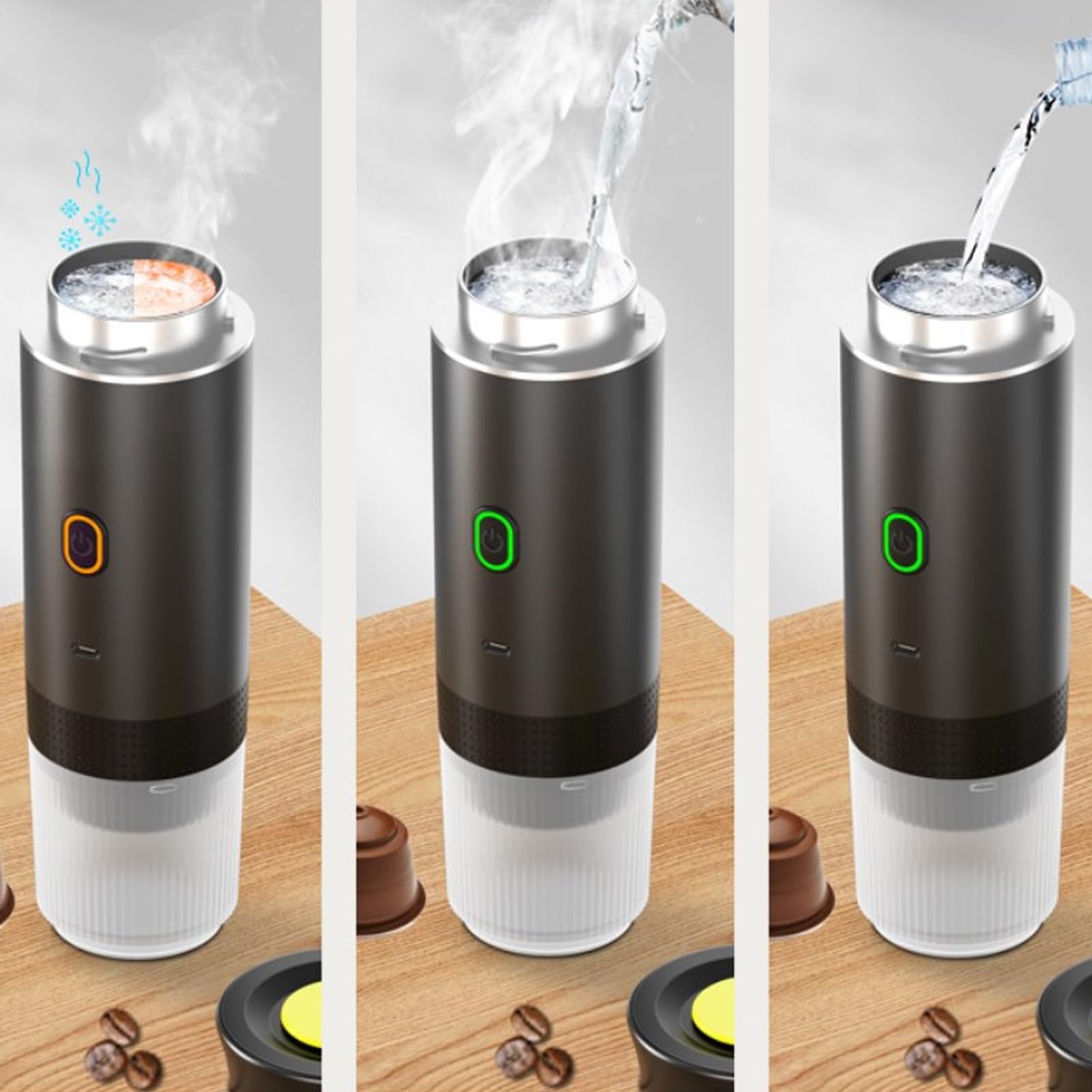 Przenośny ekspres do kawy espresso, 120 ml, elektryczny ekspres podróżny 12V, samonagrzewający się, ciśnienie 15 barów, ładowalny mini ekspres do kawy na kemping, w podróży