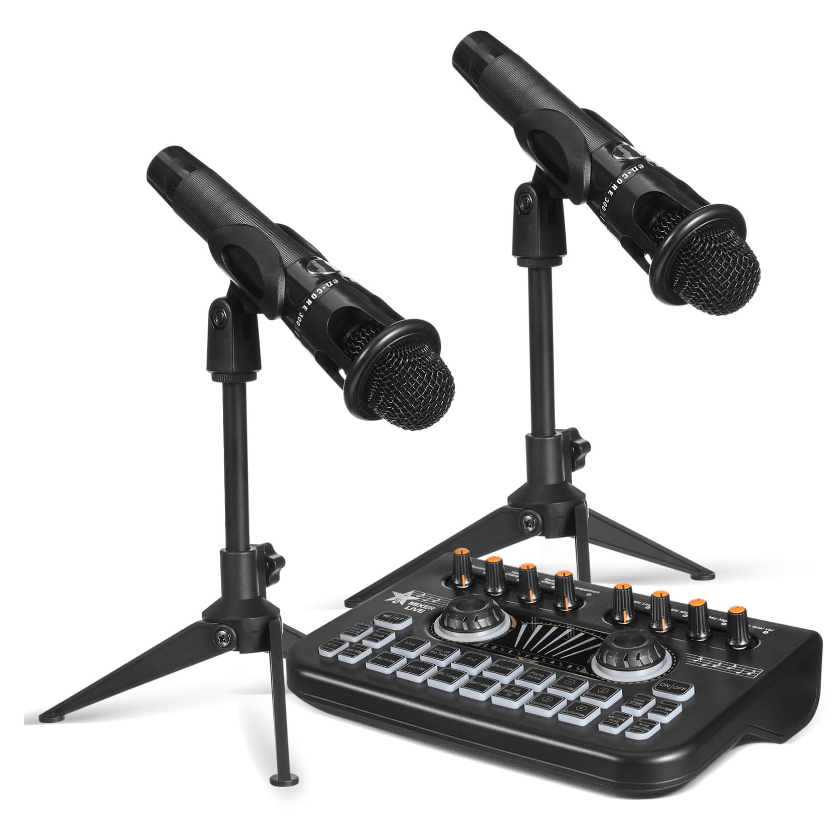 Milisten Podcast Equipment Bundle mit Mikrofonen und Soundkarte Multifunktionales Audio Mixer Board mit Voice Changer für Pc Live Streaming Gaming und Podcast Studio Benutzerfreundliches Dj