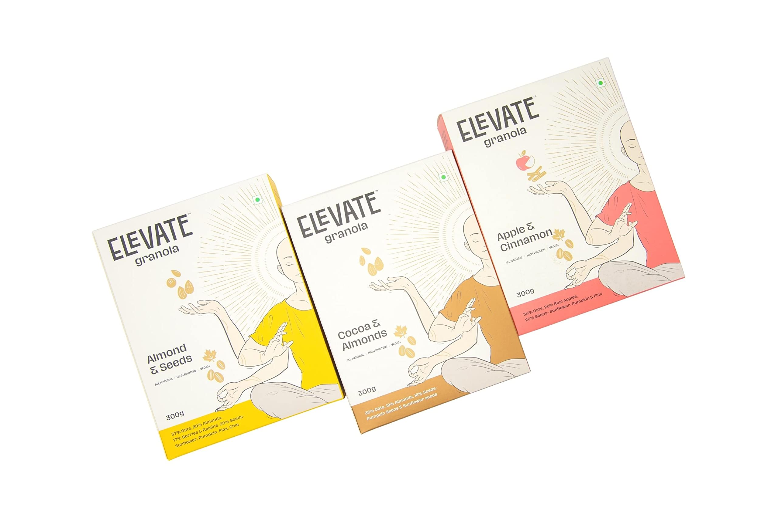 Elevate Granola Apple & Cinnamon 300g | 34% Oats, 26% Real Apples, 20% Seeds | High Protein & Fibre | No Added Sugar | Vegan Healthy Breakfast Cereal & Snack 4