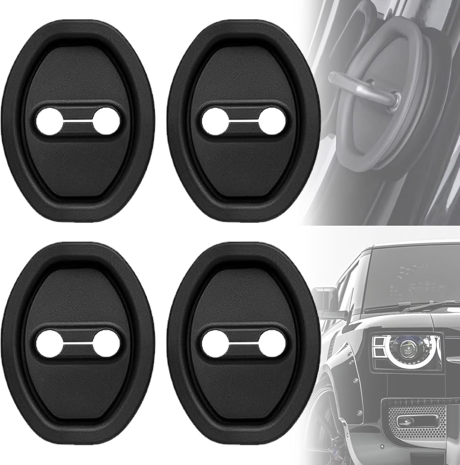 Onemaji Normal 4 Pcs Door Lock Cover For Porsche 911 997 Bj. 2004-2012, Silicone Door Striker Protector Latch Cap Shock Absorber Noise Dampener Rustproof Guard